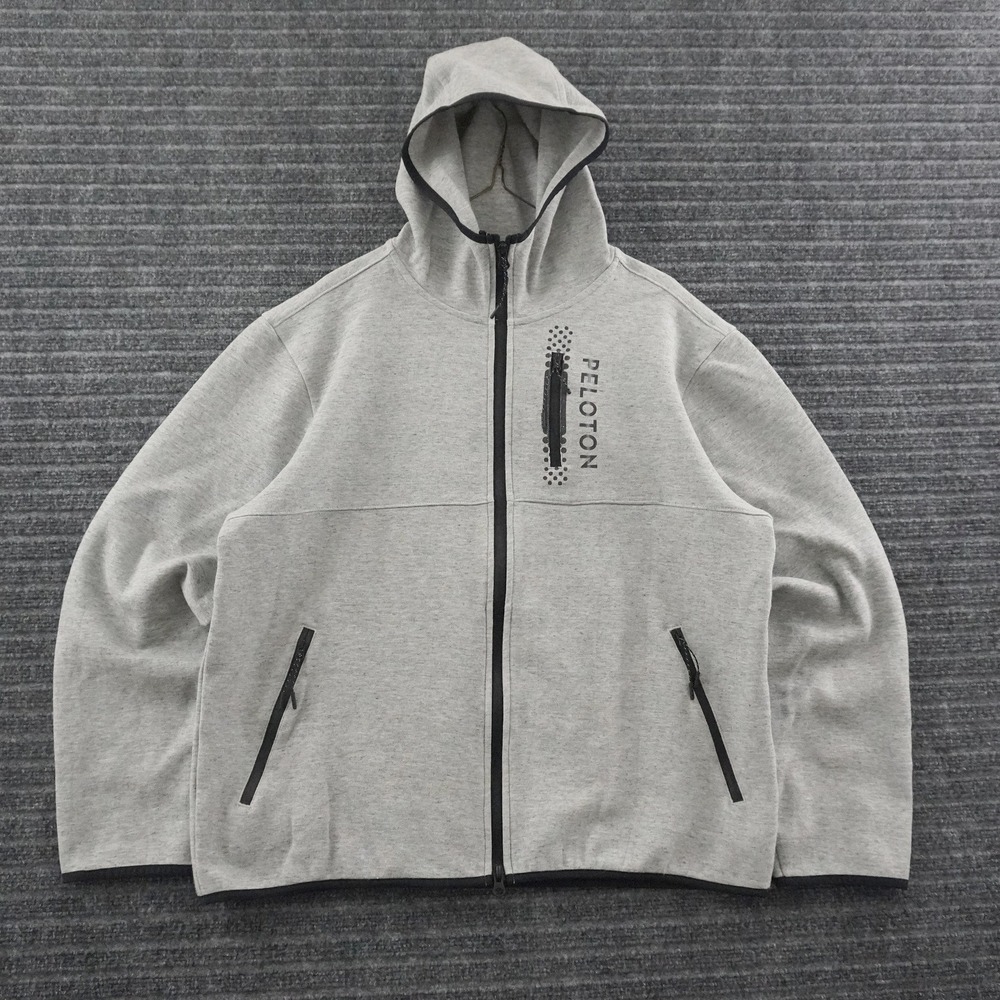 Peloton Full Zip Hoodie Mens Size L Gray On The Go Activewear Jacket